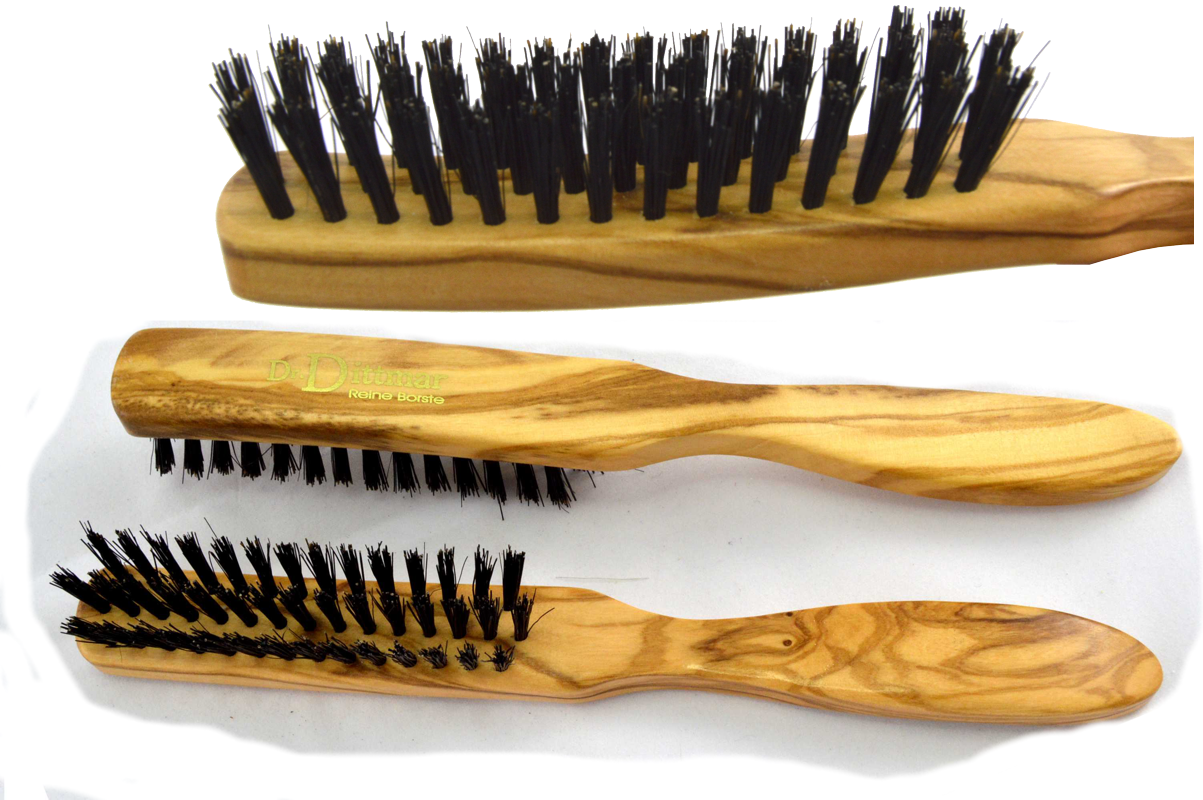 Artikel Bild: Olivenholz Haarbürste 3-Reihig Herrenhaarbürste harte Borsten
