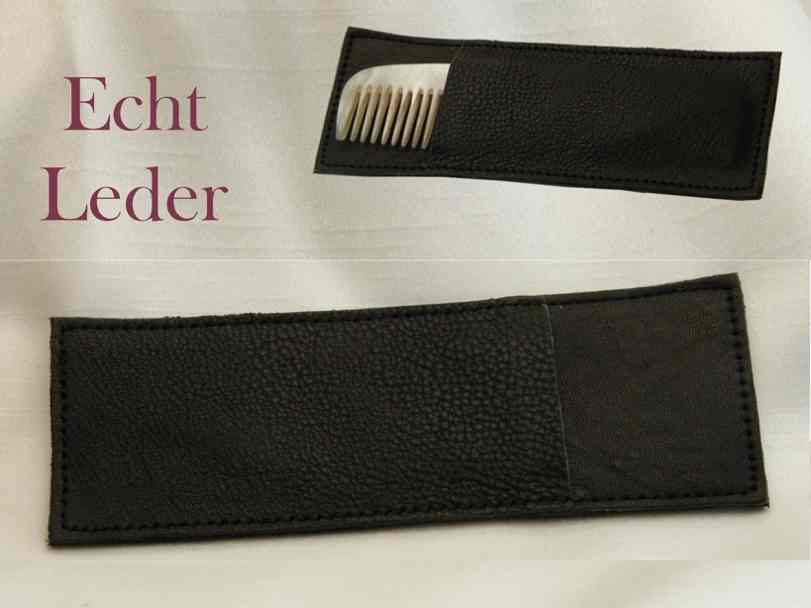 Kammhülle für Taschenkämme Echt Leder schwarz